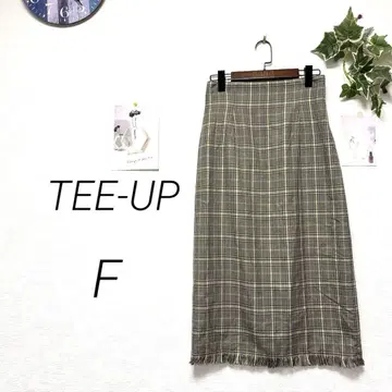 9971 TEE-UP 체크 무늬 롱 스커트 F 벨트 포함 미사용