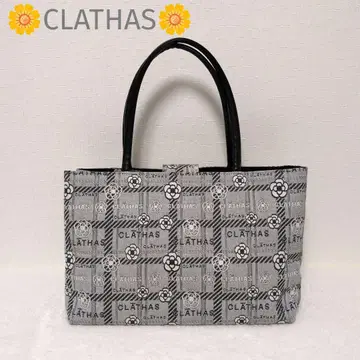 새상품급 클레이사스 CLATHAS 토트백 체크 로고 & 꽃 올 패턴