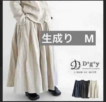 Dgy 린넨 옥스 턱 스커트 아이보리 M