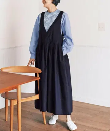 펠리시모 써니클라우드 혼신 턱 오버롤 스커트 다크 네이비