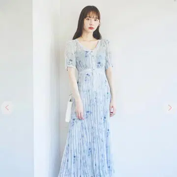 코코딜 플라워 프린트 와셔 플리츠 원피스