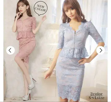 dazzy store 플라워 전체 레이스 페플럼 타이트 무릎 기장 드레스