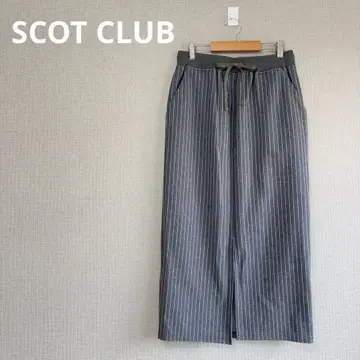 SCOT CLUB 스트라이프 패턴 롱 스커트 M 그레이 스콧 클럽