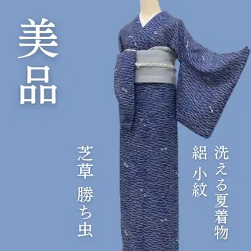 m1960*새상품급 세탁 가능한 여름 기모노 명주 시바쿠사 카치무시 코몬