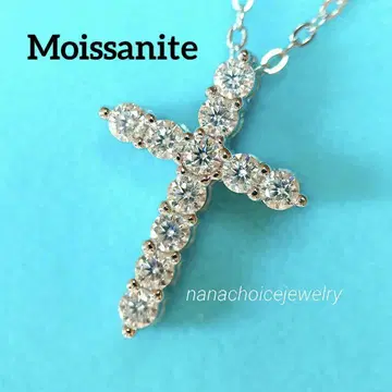 2385 고급 모이사나이트 목걸이 십자가 크로스 실버 다이아몬드