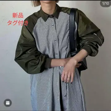 새상품 테라스 MA-1 셔츠 원피스 스트라이프 롱 도킹