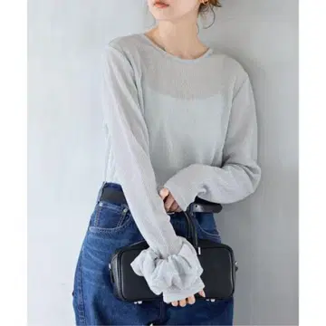 저널 스탠다드 라메 리브 스크런치 부착 풀오버 실버