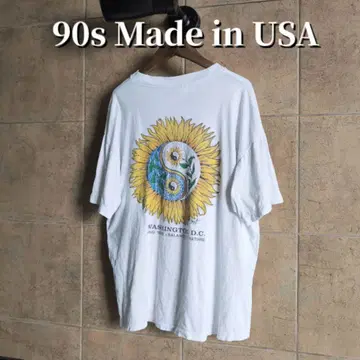 90s USA제 해바라기 음양 썬플라워 아트 T셔츠