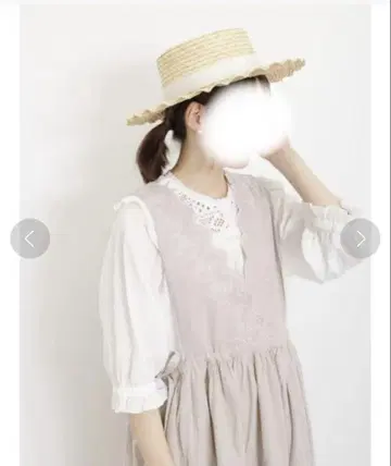 새상품급 사만사 모스모스 면린넨 스캘럽 슬리브리스 원피스