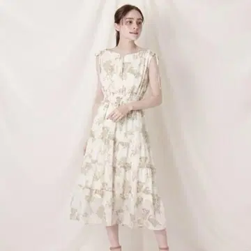 쿠튀르 브로치 Mucha 릴리 프린트 원피스