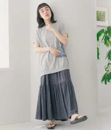니코앤드 린넨 혼방 플레어 스커트