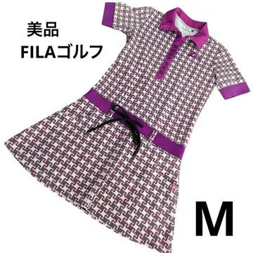 [새상품급] FILA 골프 반팔 원피스 골프웨어 스커트 피케 셔츠 M