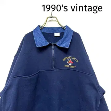 레어 90s USA제 vintage 파이어맨 맨투맨 하프 지퍼