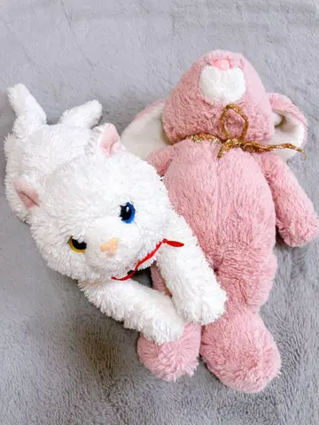 고양이와 토끼 봉제 인형 2체 약 30~35cm
