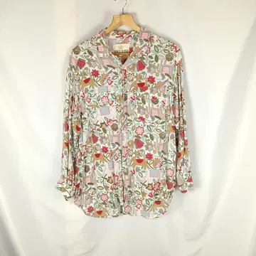SAND BEIGE 긴팔 셔츠 올 패턴 M 꽃 새 말 B3578