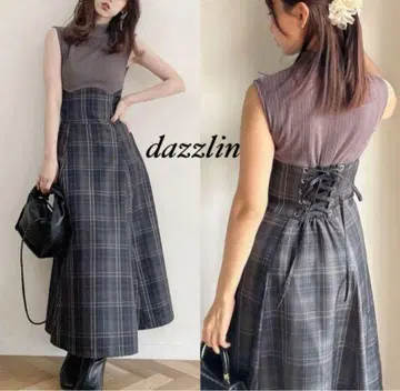 dazzlin 체크 슬리브리스 코르셋 원피스 새상품급 S