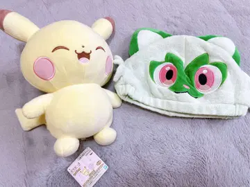 포켓몬 포켓피스 피카츄 봉제 인형과 냐오하 모자 프리 사이즈