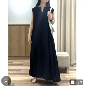 새상품 [ S ] 네이비 슬리브리스 롱 원피스 Loungedress