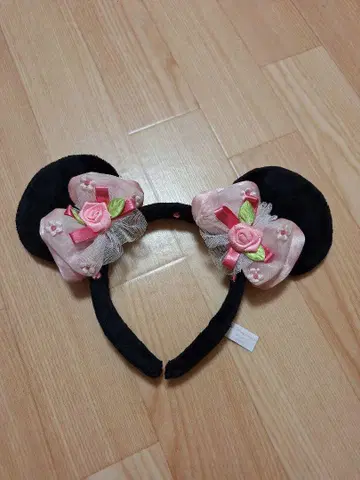 미니 마우스 머리띠 핑크 리본 포함