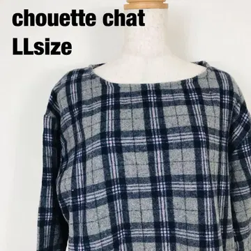 chouette chat 체크 무늬 긴팔 롱 니트 원피스 I2
