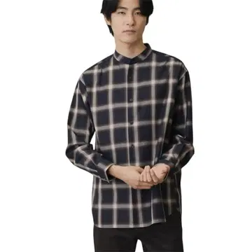 THE SHOP TK TR 옴브레 체크 밴드 카라 셔츠 M