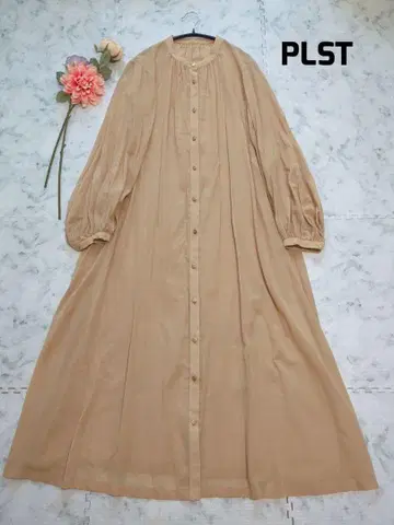 PLST 플라스테 볼륨 슬리브 시어 셔츠 원피스