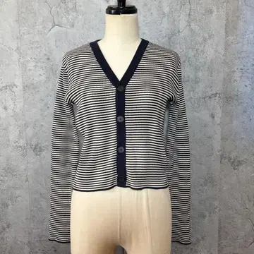 MACPHEE 코튼 리브 V넥 가디건
