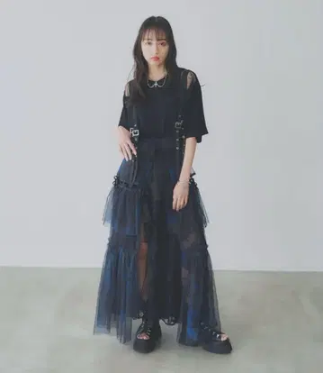 HARE 사스츠키 튤 벨트 스커트 블루