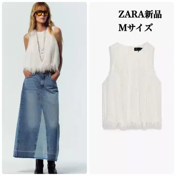 ZARA 프린지 크롭 기장 상의 M 택 포함 새상품