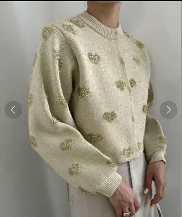 HEART LAME KNIT CARDIGAN TOP