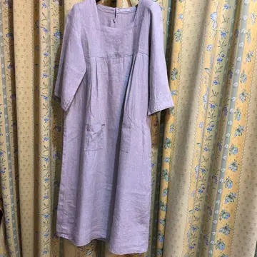 fog linen works 7부 소매 롱 원피스