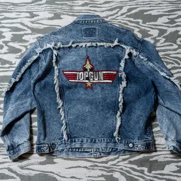 90s 당시물 TOPGUN 탑건 G 자켓 프린지 데님 자켓