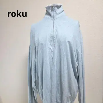 [ 오샤레 roku ] 스카이블루 지퍼 티셔츠 일본제