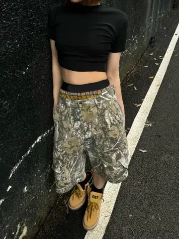 카모 패턴 카고 숏팬츠 y2k