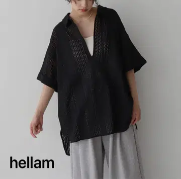 새상품 hellam 크로셰 레이스 오버 셔츠 F BK
