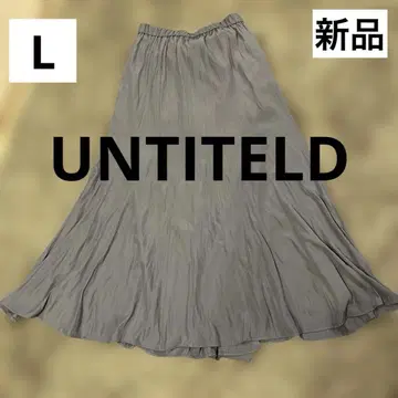 택 포함 미사용 언타이틀 블루 그레이 플레어 롱 스커트 L 일본제