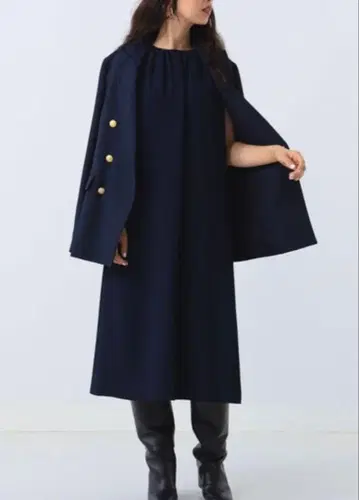 Demi-Luxe BEAMS 네이비 슬리브리스 롱 원피스