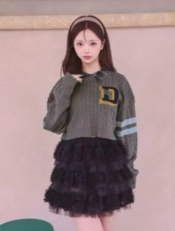 미사용 새상품 Darich 칼리지 와펜 숏 니트탑