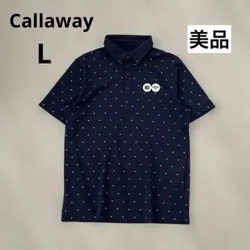 [새상품급] callaway 피케 셔츠 남성용 골프 패턴 로고 네이비 L
