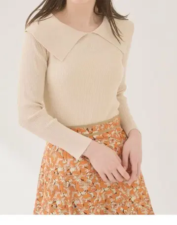 ANAYI 새상품급 빅 칼라 리브 풀오버 38 M 사이즈
