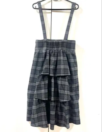 프랑슈리페 체크 무늬 백프릴 무릎 기장 점퍼 스커트