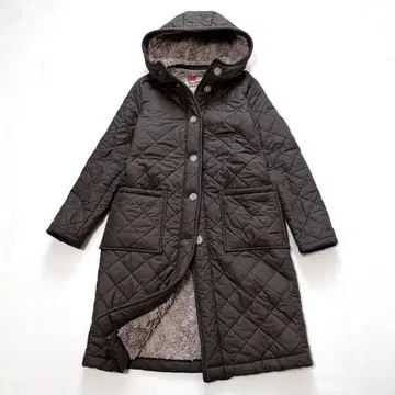 [ 하자품 ] 트래디셔널 웨더웨어 퀼트 보아 코트 카키 베이지 S