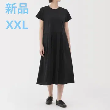 MUJI 냉감 반팔 원피스 여성 XXL 블랙