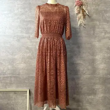리인형 빈티지풍 기하학 패턴 레이스 원피스 드레스 빅 사이즈 L