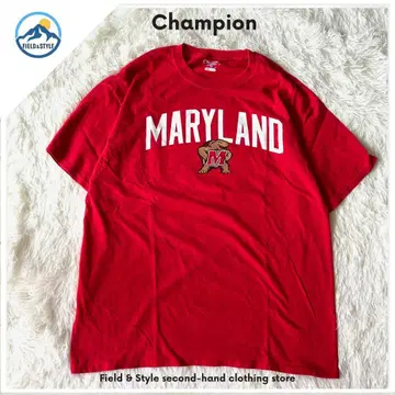 Champion MARYLAND 칼리지T셔츠 레드 XL 양면 프린트