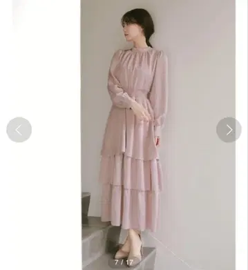 하루히로인 핑크 티어드 원피스