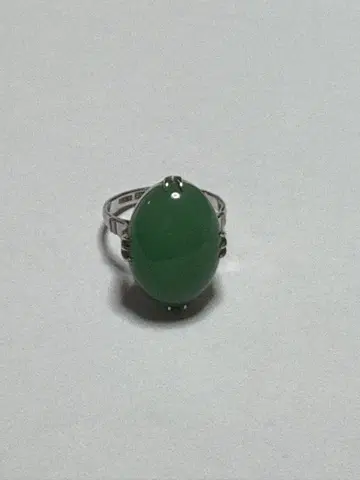 그린 컬러 타원형 실버 반지