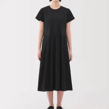 무인양품 냉감 반팔 원피스 블랙 S