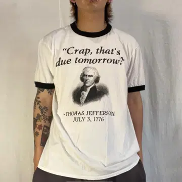 링거 T 구제 의류 T셔츠 thomas jefferson USA Tee
