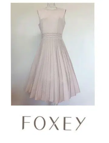 FOXEY 폭시 플리츠 니트 원피스 베이지 레어 42